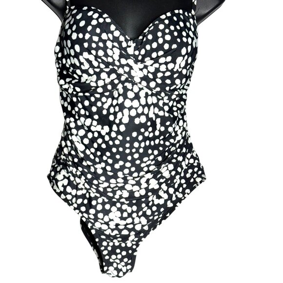 Catalina Black & White Scattered Dots One-Piece Swimsuit L/G (12-14) - Picture 3 of 7